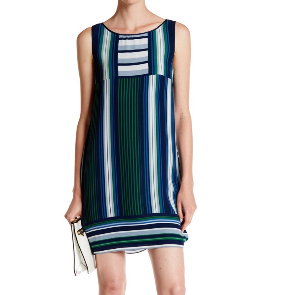 Max Studio Blue Striped Women’s Dress L NWT
